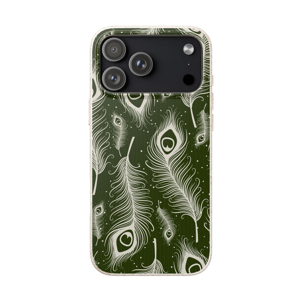 Feathers in Bloom Army Green — iPhone Bio-degradable Case — Finnaij