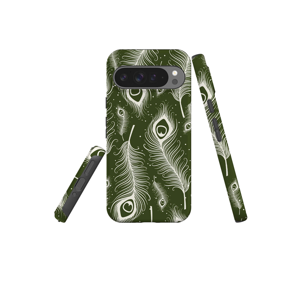 Feathers in Bloom Army Green Tough Case for Google Pixel — Finnaij