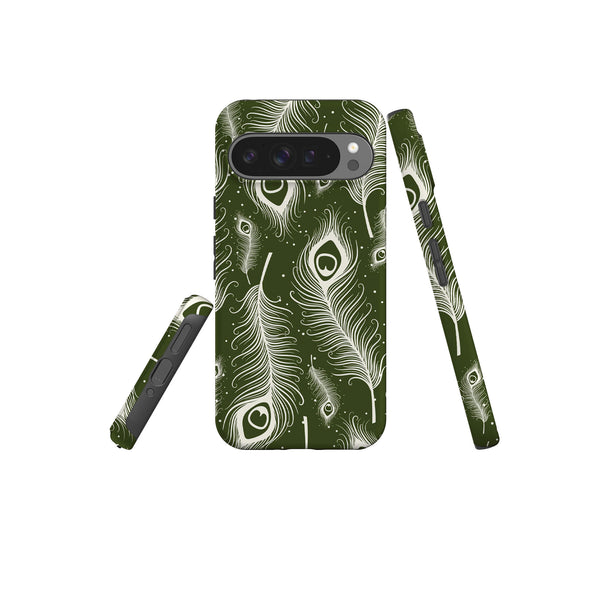 Feathers in Bloom Army Green - Google Tough Case