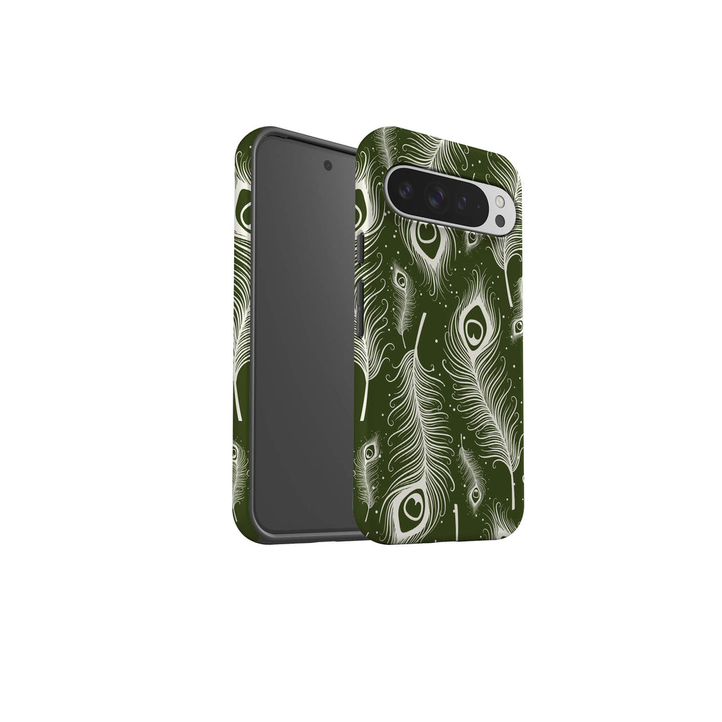 Feathers in Bloom Army Green Tough Case for Google Pixel — Finnaij