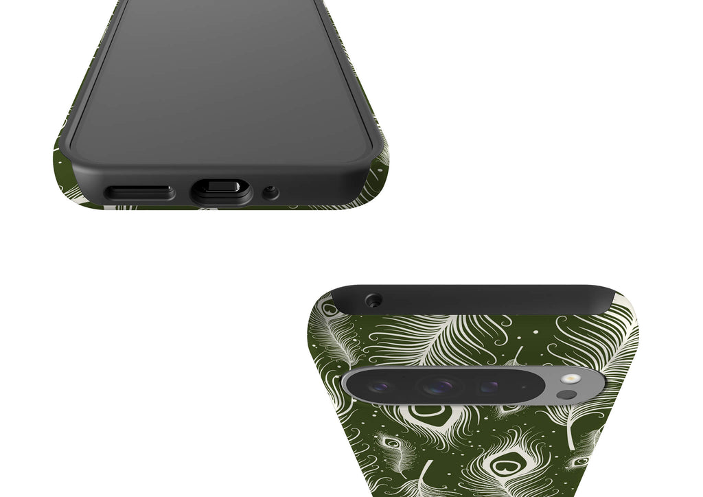 Feathers in Bloom Army Green Tough Case for Google Pixel — Finnaij