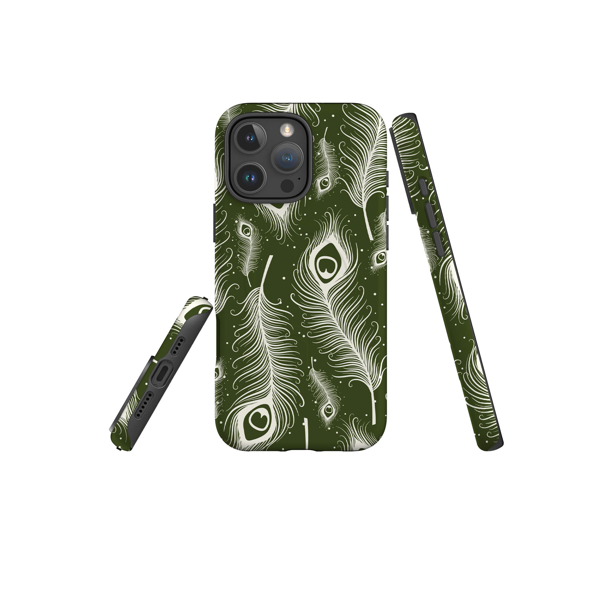 Feathers in Bloom Army Green MagSafe Tough Case for iPhone — Finnaij