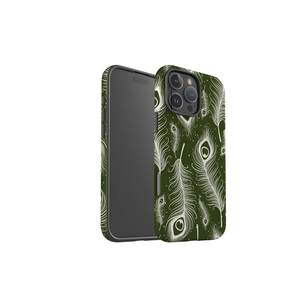Feathers in Bloom Army Green MagSafe Tough Case for iPhone — Finnaij