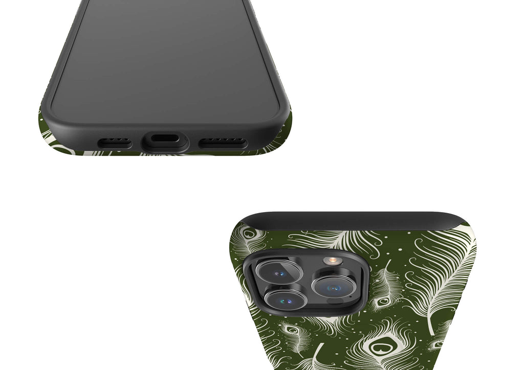 Feathers in Bloom Army Green MagSafe Tough Case for iPhone — Finnaij