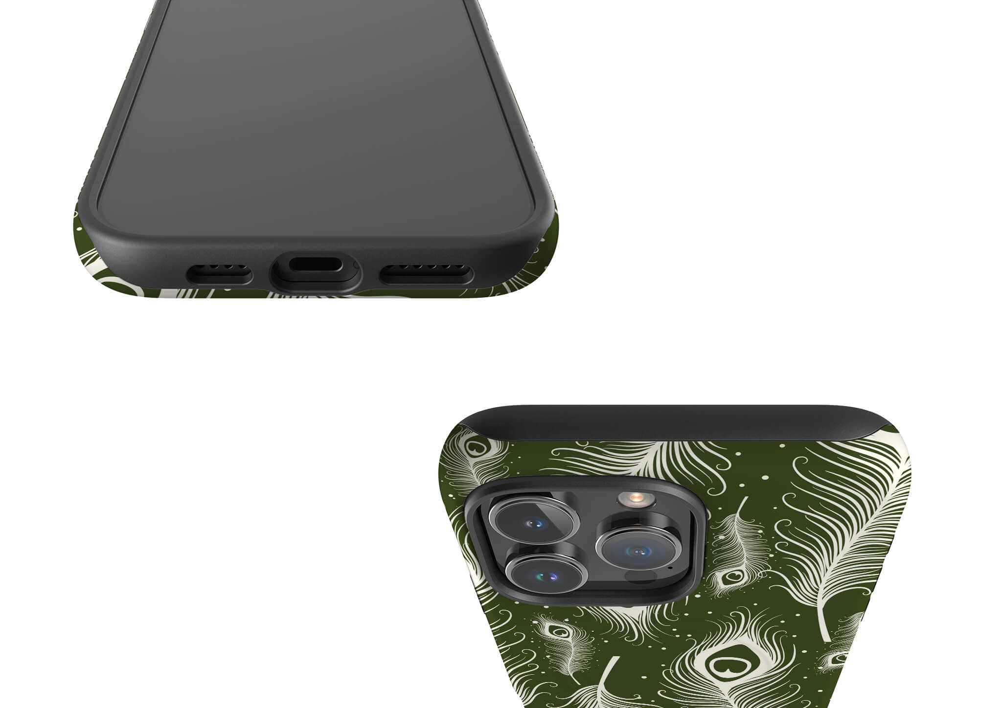 Feathers in Bloom Army Green MagSafe Tough Case for iPhone — Finnaij