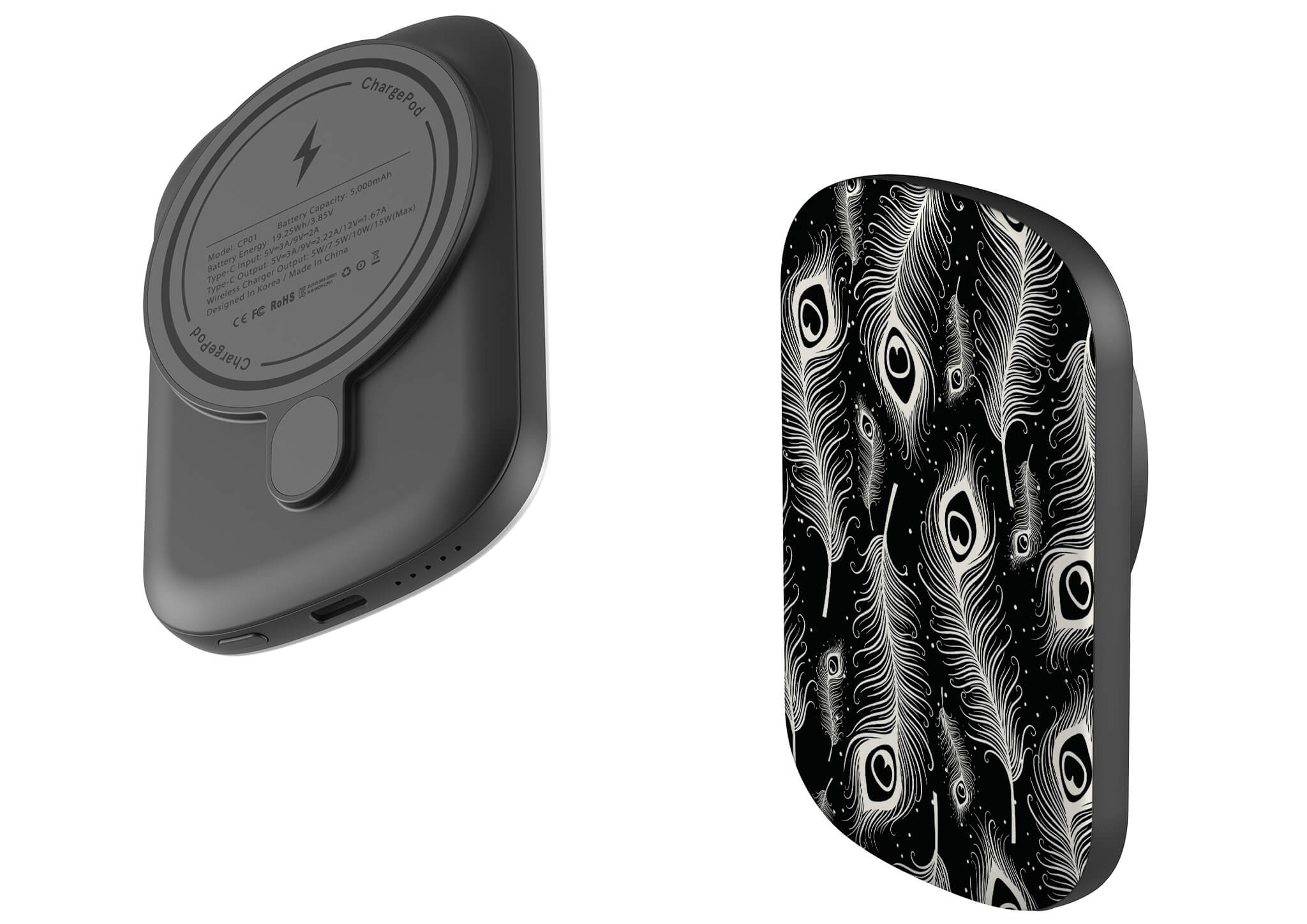 Feathers in Bloom Black MagSafe CHARGEPOD — Finnaij