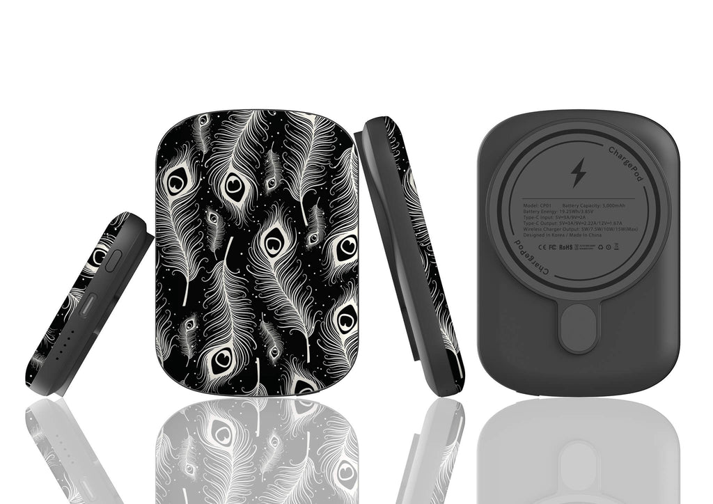 Feathers in Bloom Black MagSafe CHARGEPOD — Finnaij