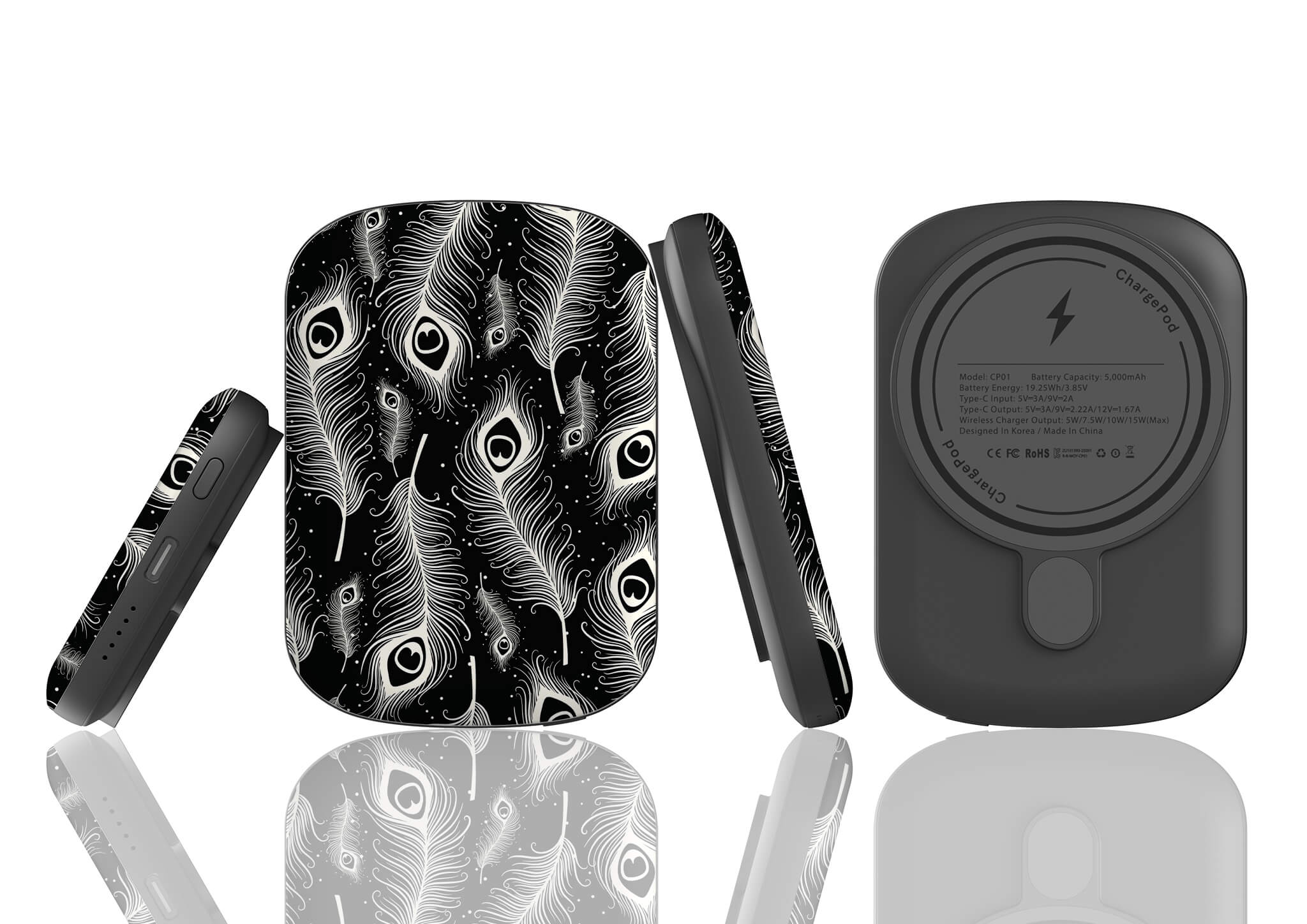 Feathers in Bloom Black MagSafe CHARGEPOD — Finnaij