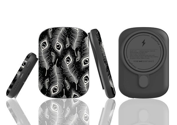 Feathers in Bloom Black - MagSafe CHARGEPOD