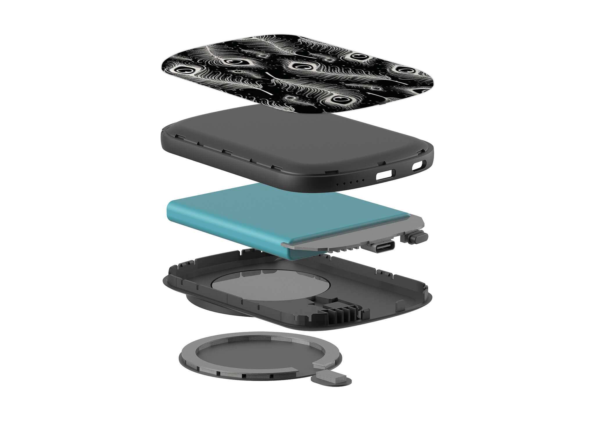 Feathers in Bloom Black MagSafe CHARGEPOD — Finnaij