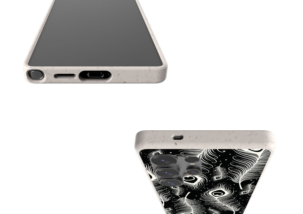 Feathers in Bloom Black Bio-degradable Case for Samsung Galaxy — Finnaij