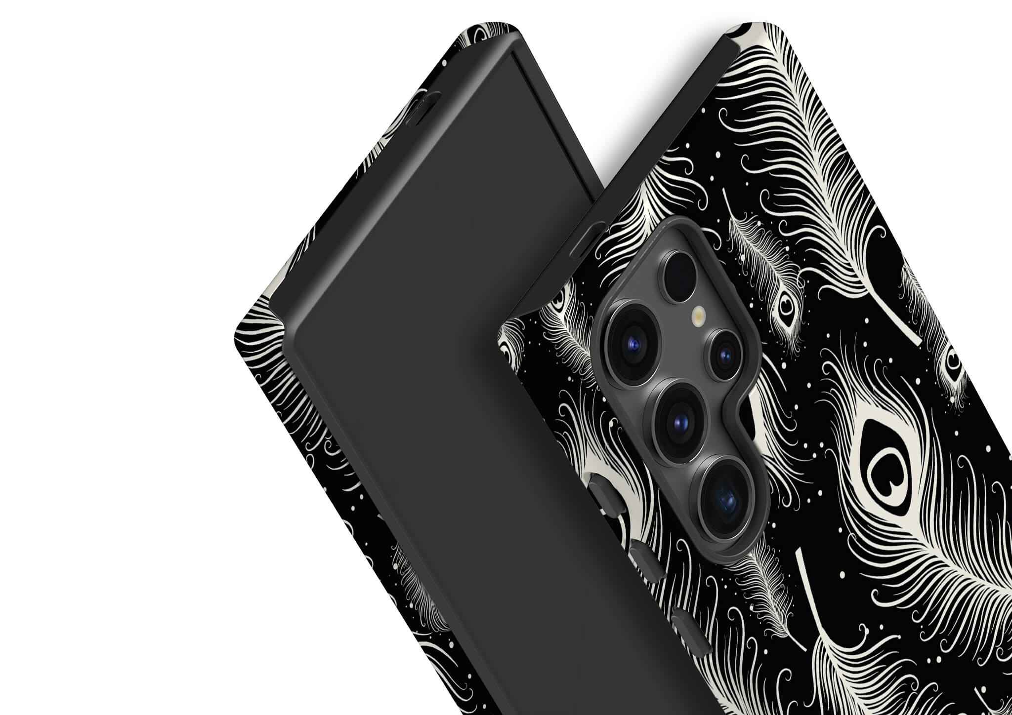 Feathers in Bloom Black Tough Case for Samsung Galaxy — View 3 — Finnaij