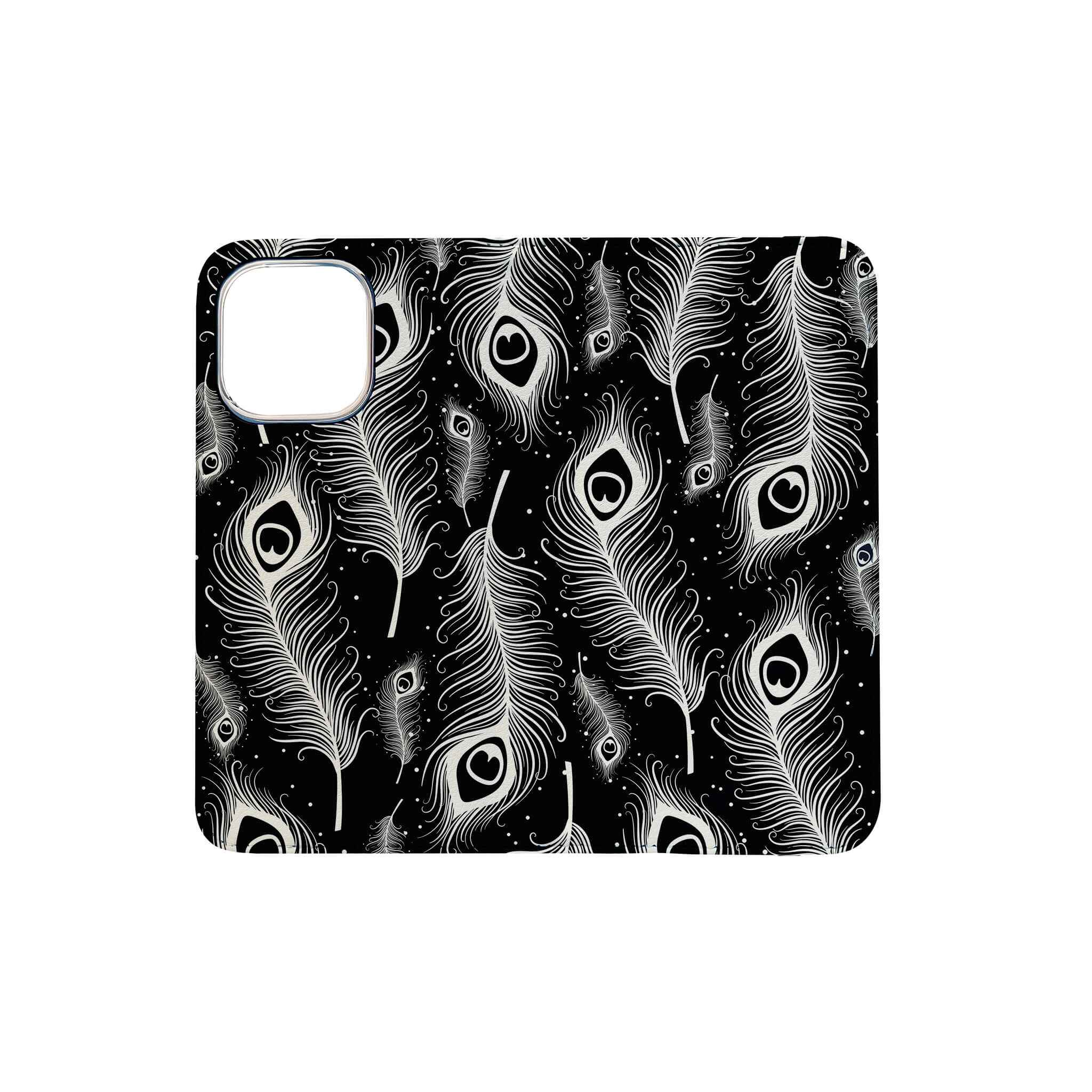 Feathers in Bloom Black Folio Wallet Case — View 4 — Finnaij