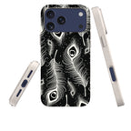 Feathers in Bloom Black — iPhone Bio-degradable Case — Three Quarter — Finnaij