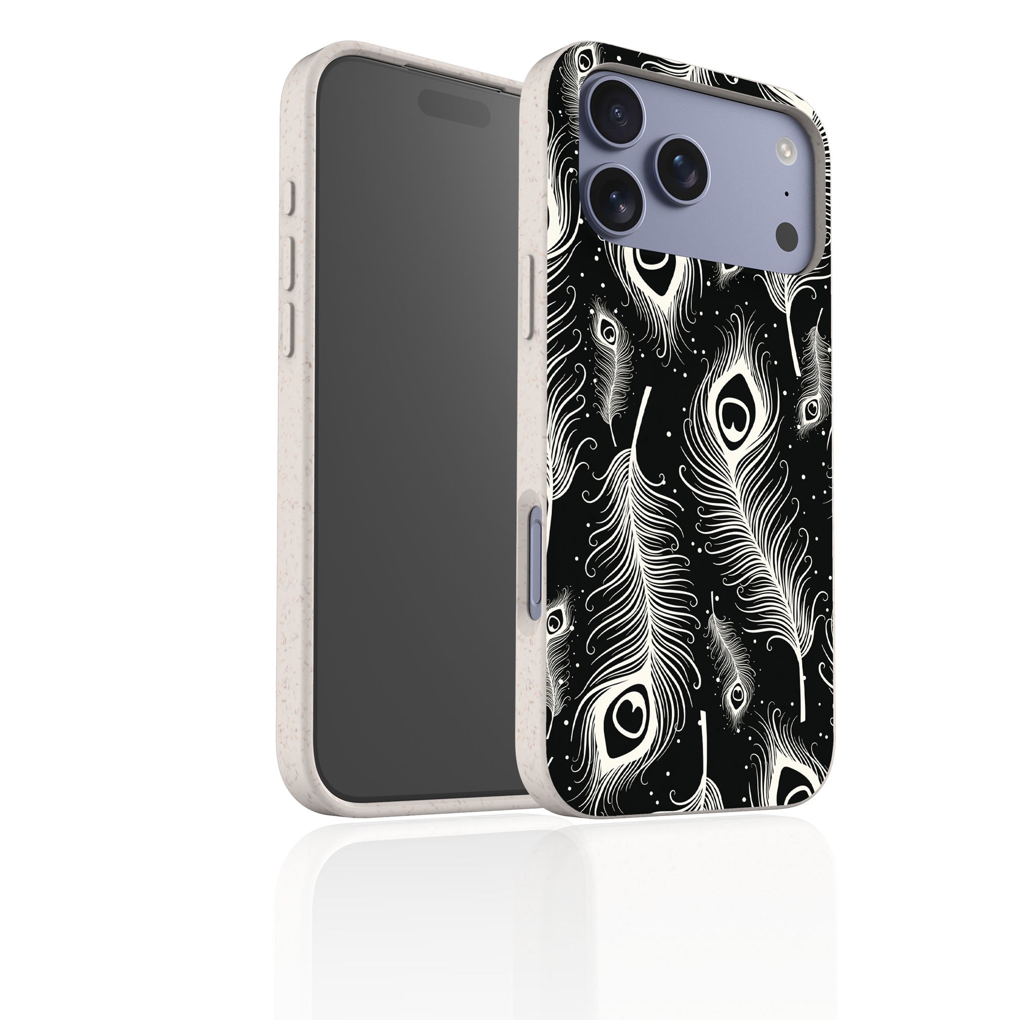 Feathers in Bloom Black — iPhone Bio-degradable Case — Finnaij