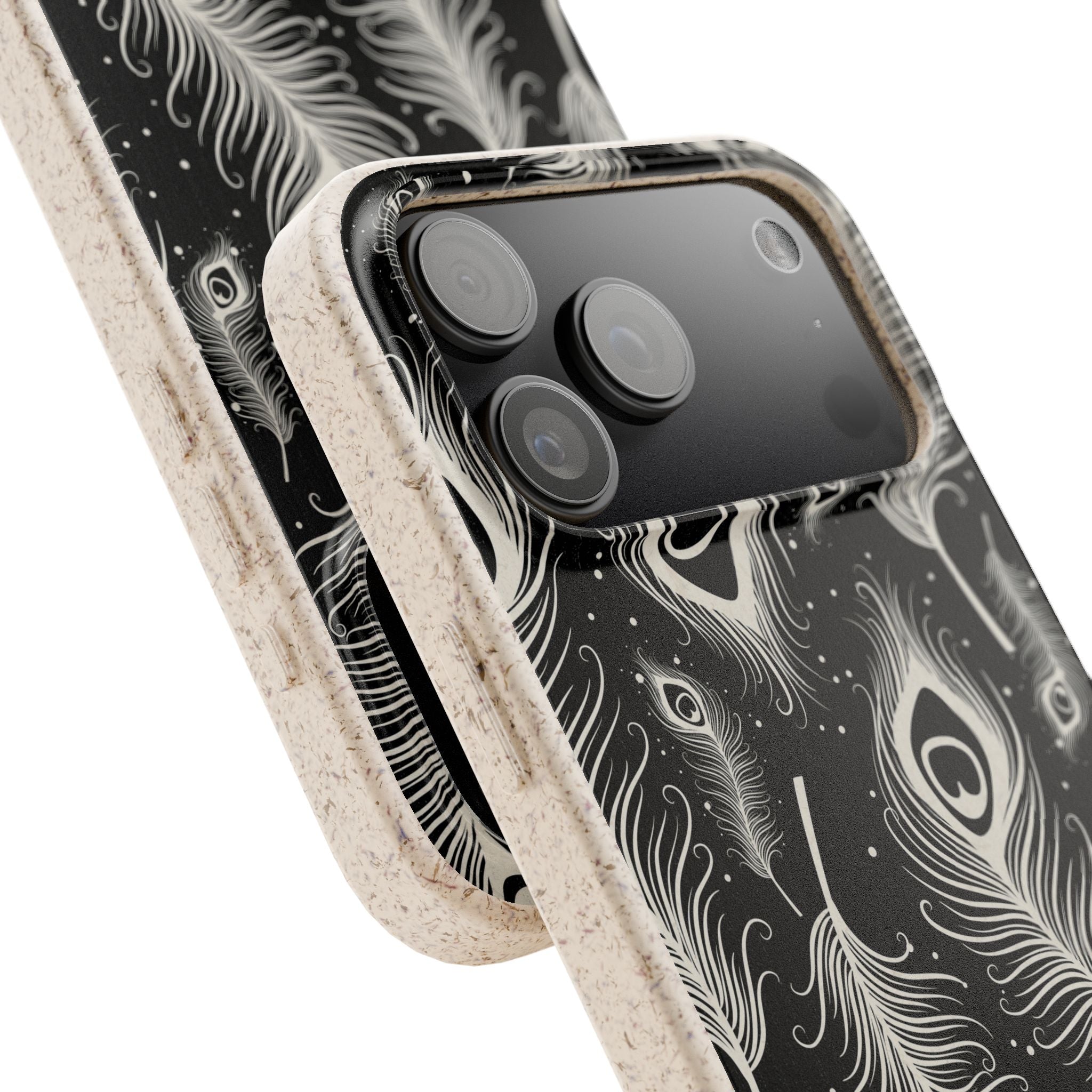 Feathers in Bloom Black — iPhone Bio-degradable Case — Finnaij