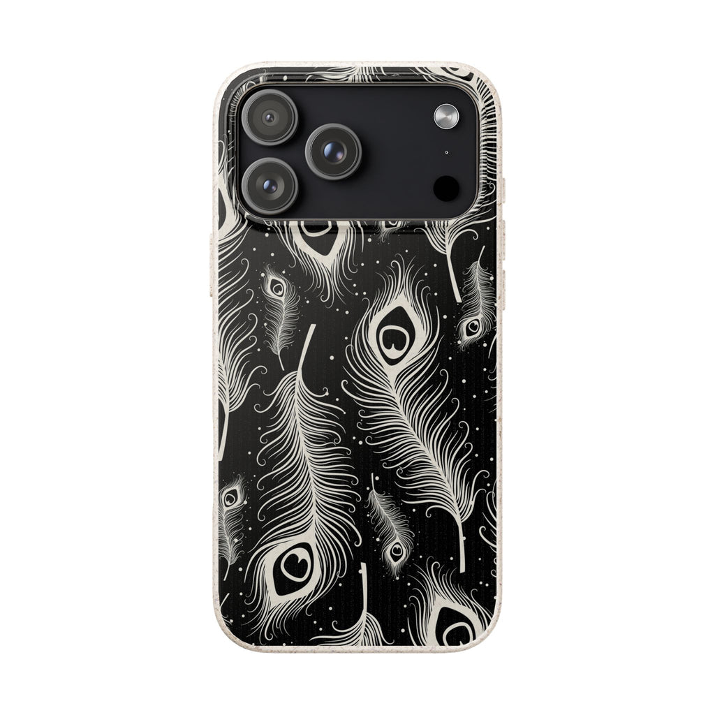 Feathers in Bloom Black — iPhone Bio-degradable Case — Finnaij