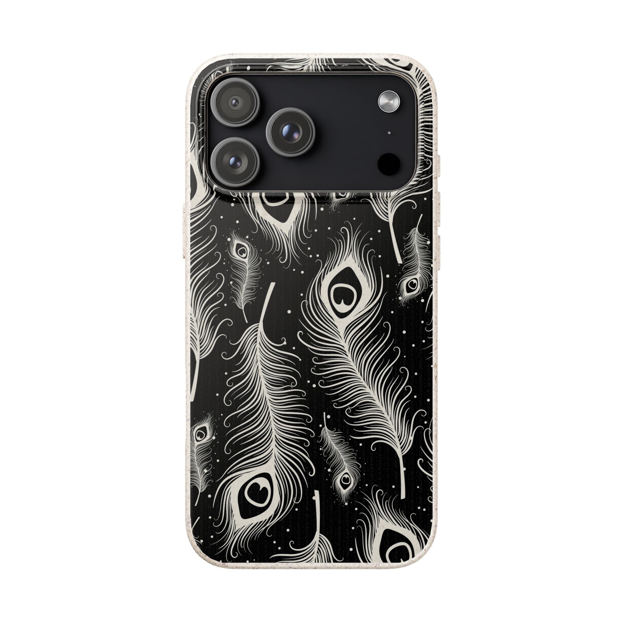 Feathers in Bloom Black — iPhone Bio-degradable Case — Finnaij