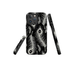 Feathers in Bloom Black — Magsafe Tough Case for iPhone — Three Quarter — Finnaij