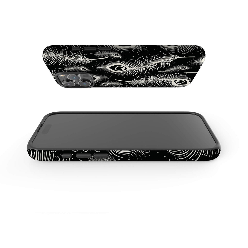 Feathers in Bloom Black — Magsafe Tough Case for iPhone — Finnaij