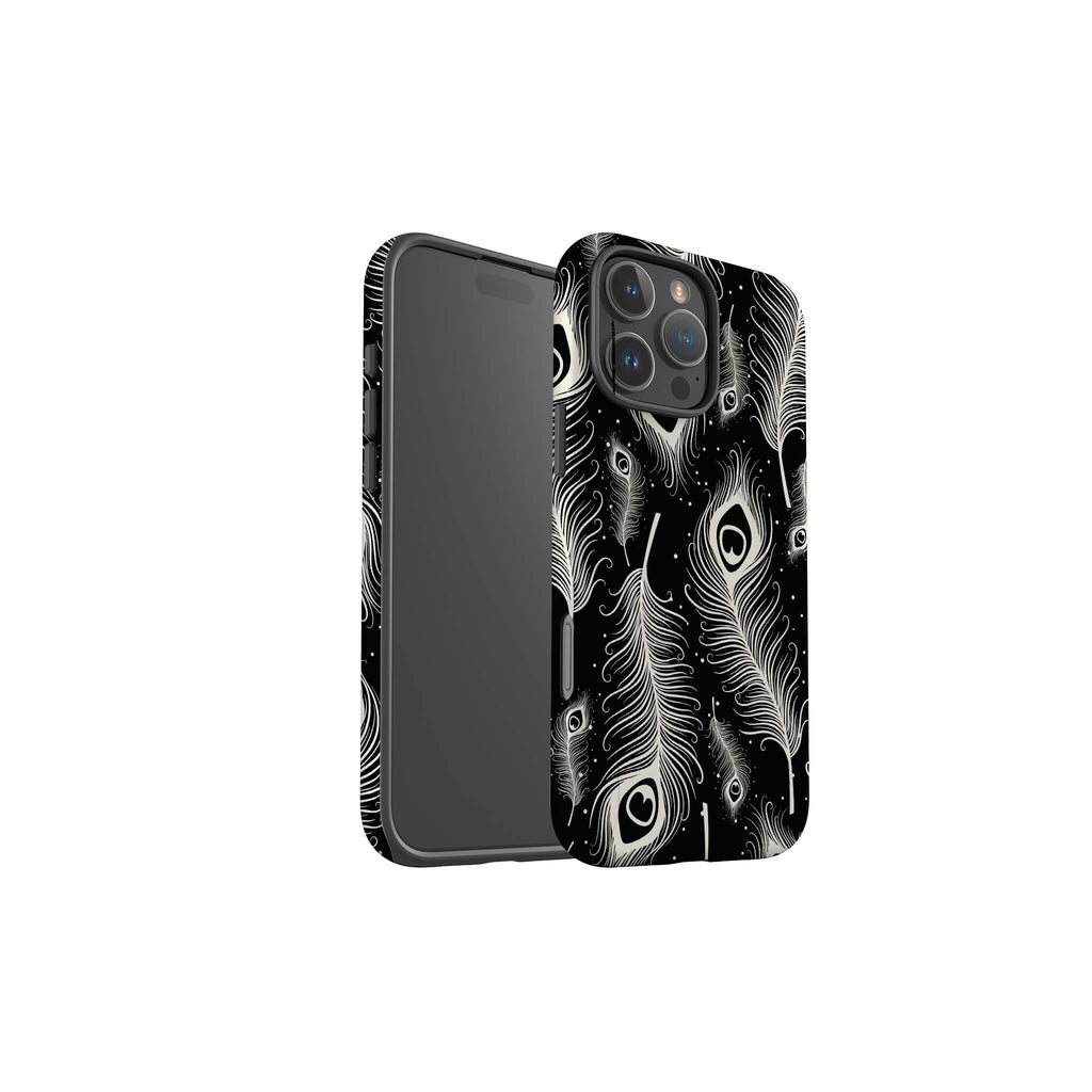 Feathers in Bloom Black — Magsafe Tough Case for iPhone — Finnaij