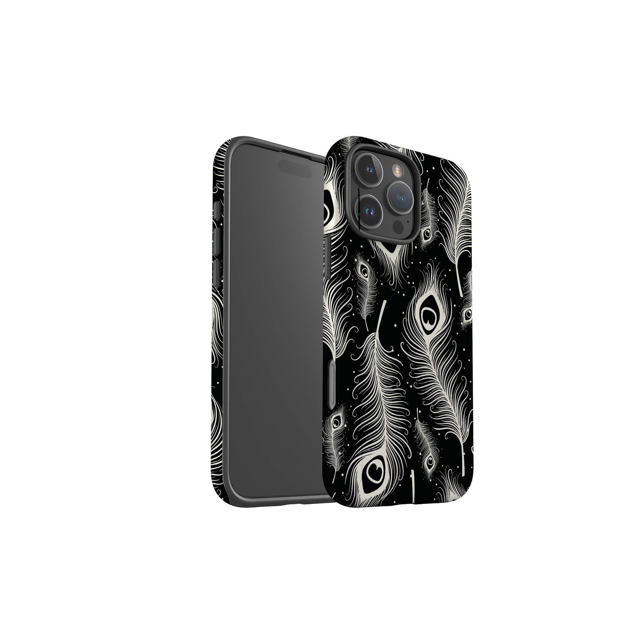 Feathers in Bloom Black — Magsafe Tough Case for iPhone — Finnaij