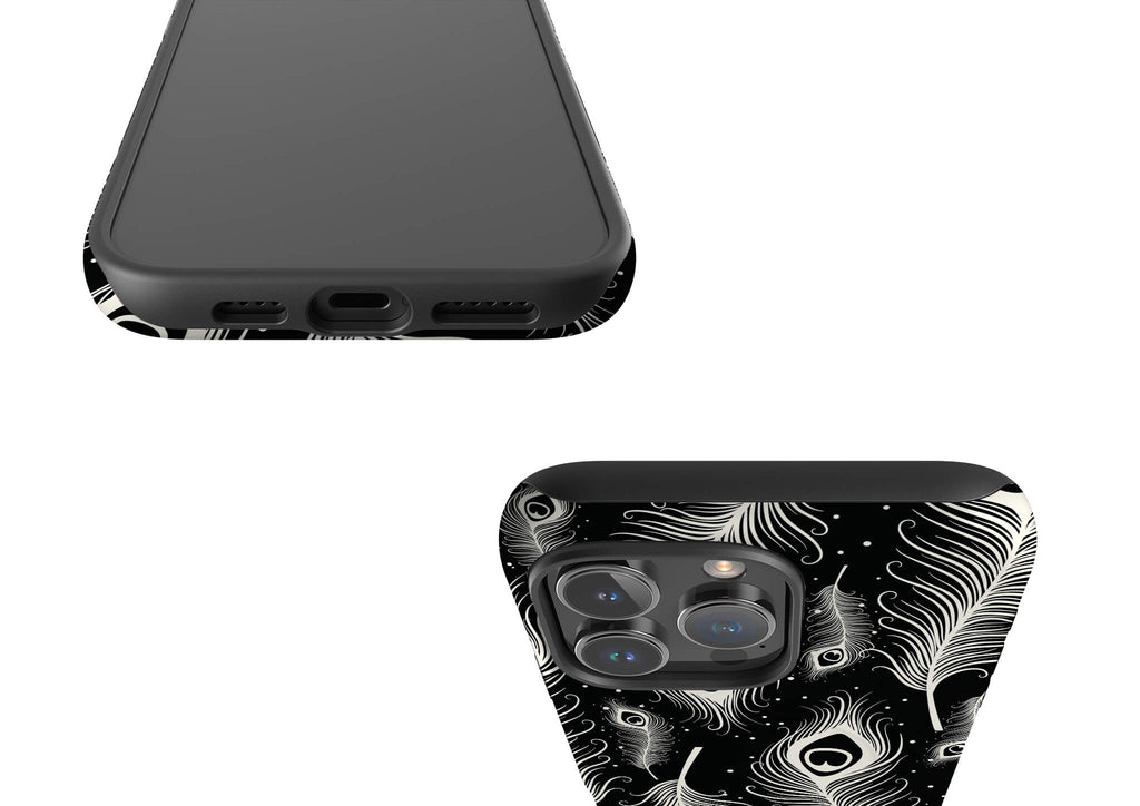 Feathers in Bloom Black — Magsafe Tough Case for iPhone — Finnaij