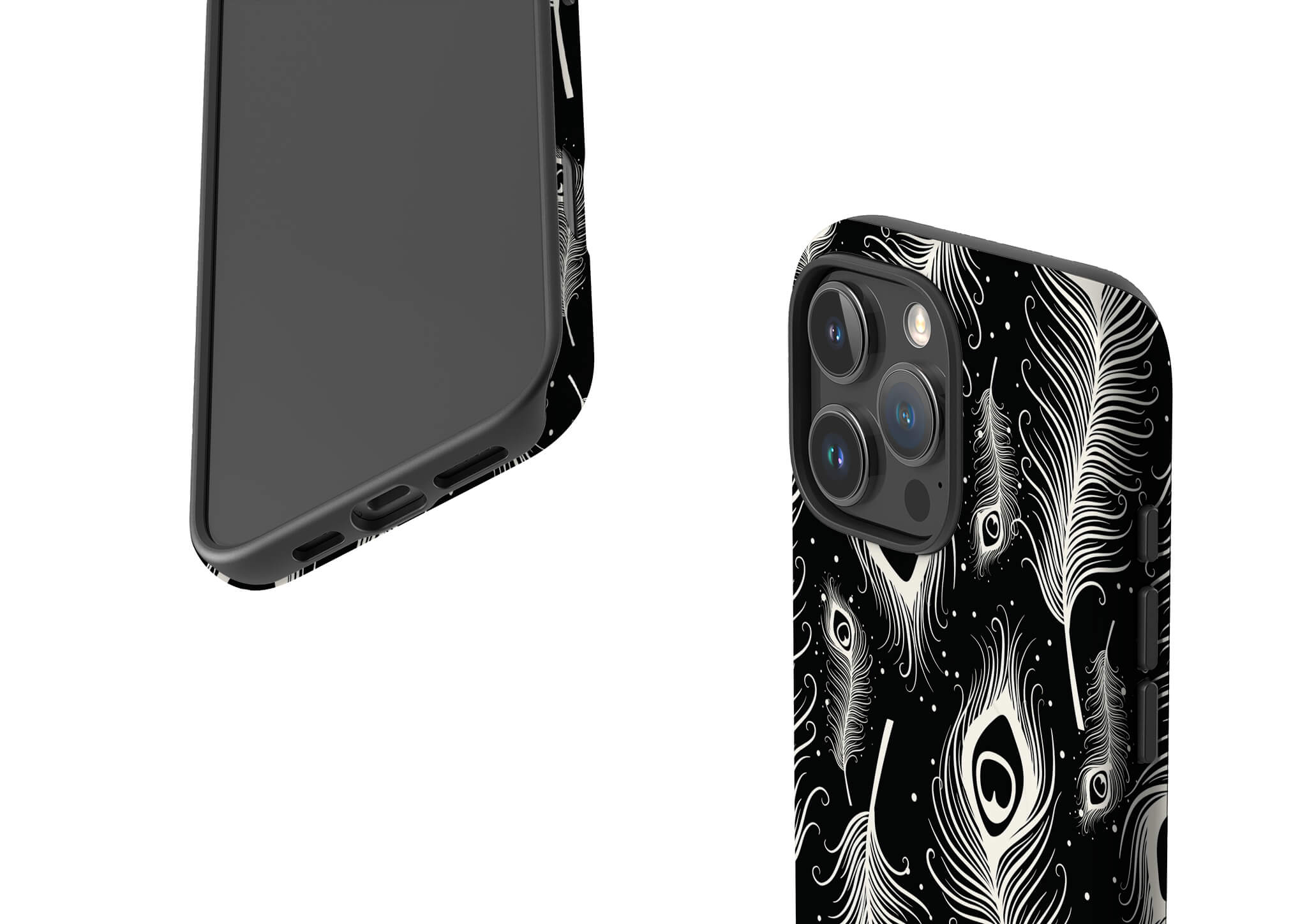 Feathers in Bloom Black — Magsafe Tough Case for iPhone — Finnaij