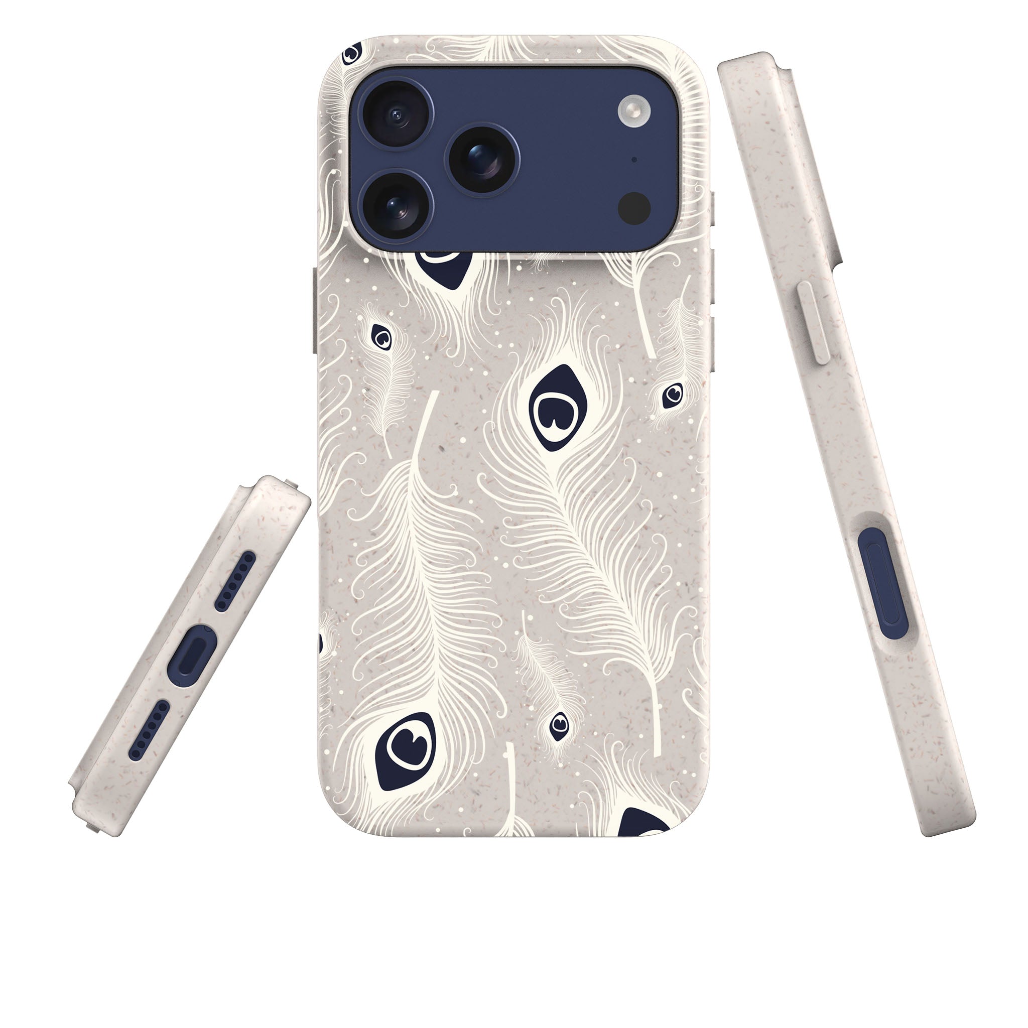 Feathers in Bloom Natural — iPhone Bio-degradable Case — Three Quarter — Finnaij