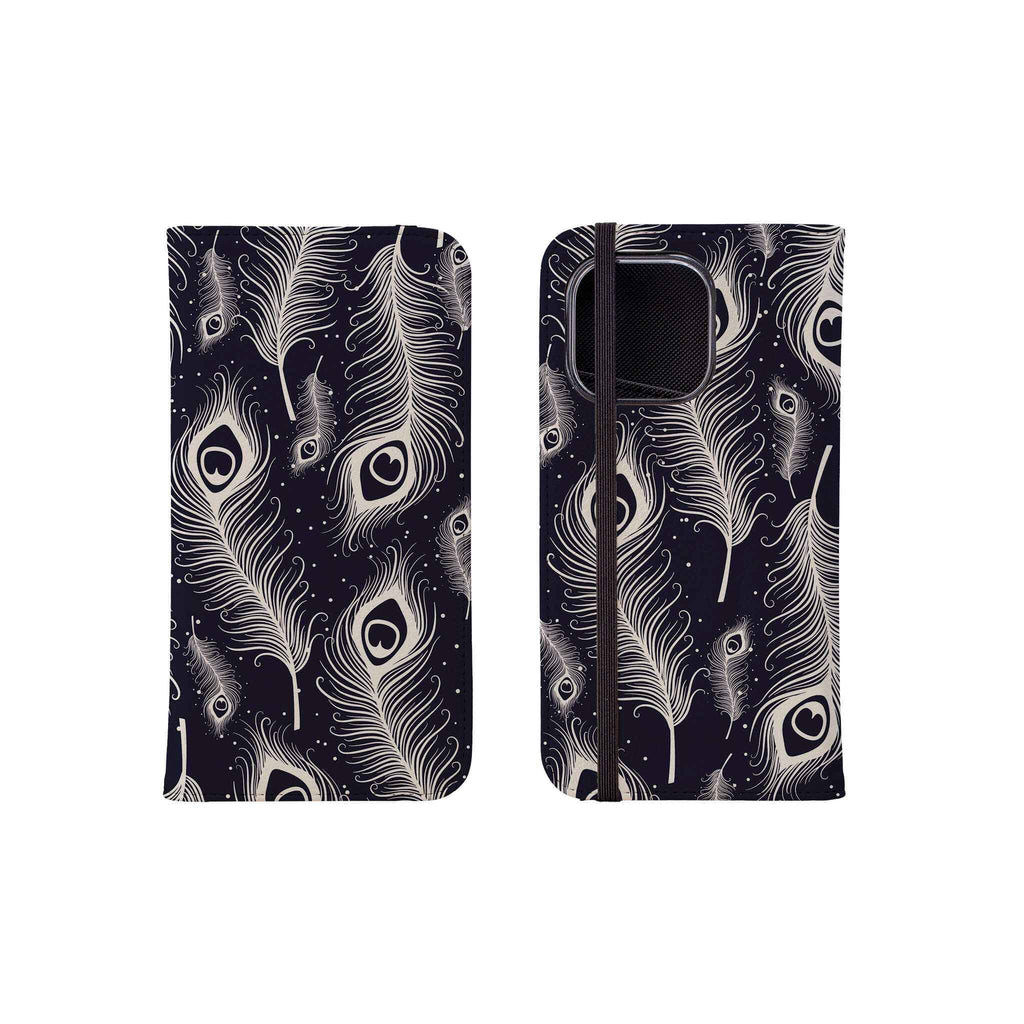 Feathers in Bloom Vegan Leather — Folio Wallet Case for iPhone — Finnaij