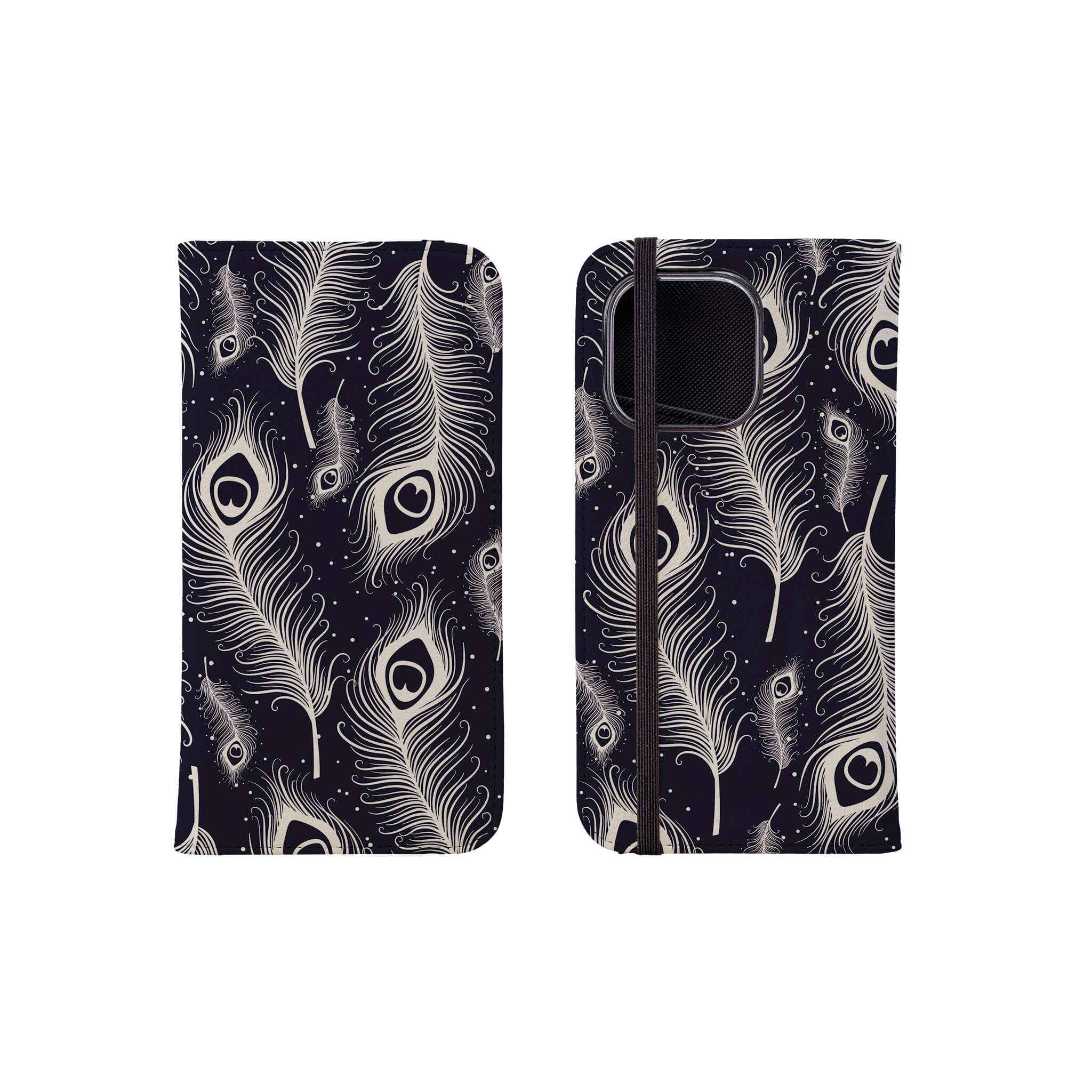 Feathers in Bloom Vegan Leather — Folio Wallet Case for iPhone — Finnaij