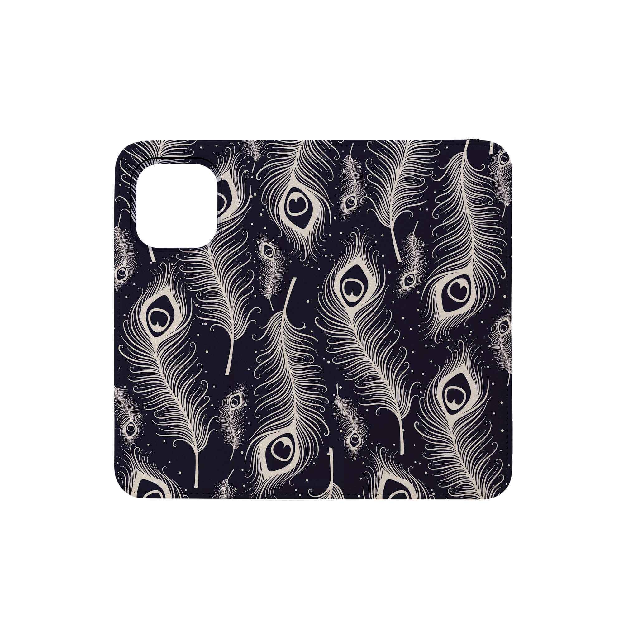 Feathers in Bloom Vegan Leather — Folio Wallet Case for iPhone — Finnaij