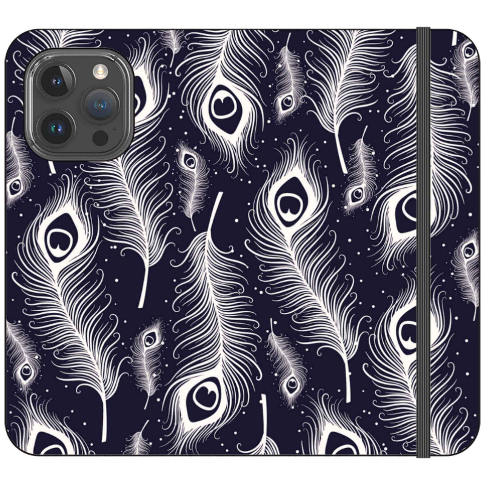 Feathers in Bloom Vegan Leather — Folio Wallet Case for iPhone — Finnaij