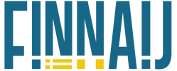 Logo with the text 'FINNAIJ' in blue and yellow on a black background