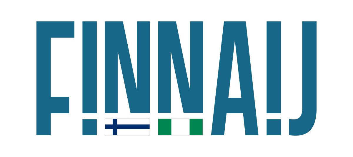 Finnaij logo with the Finnish flag beneath the first N and the Nigerian flag beneath the second N