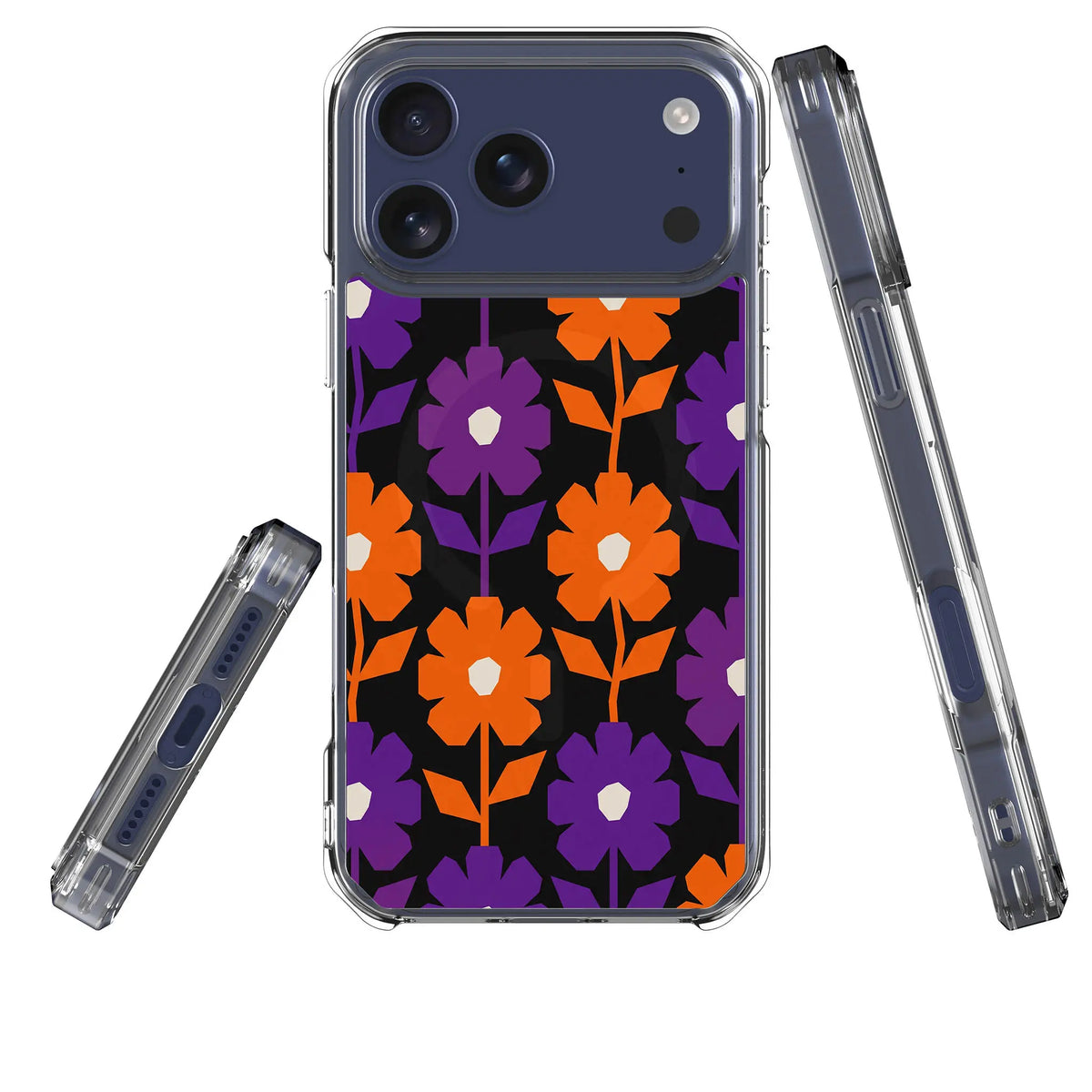 Haunted Bloom — Magsafe Clear Impact Case for iPhone — Three Quarter — Finnaij