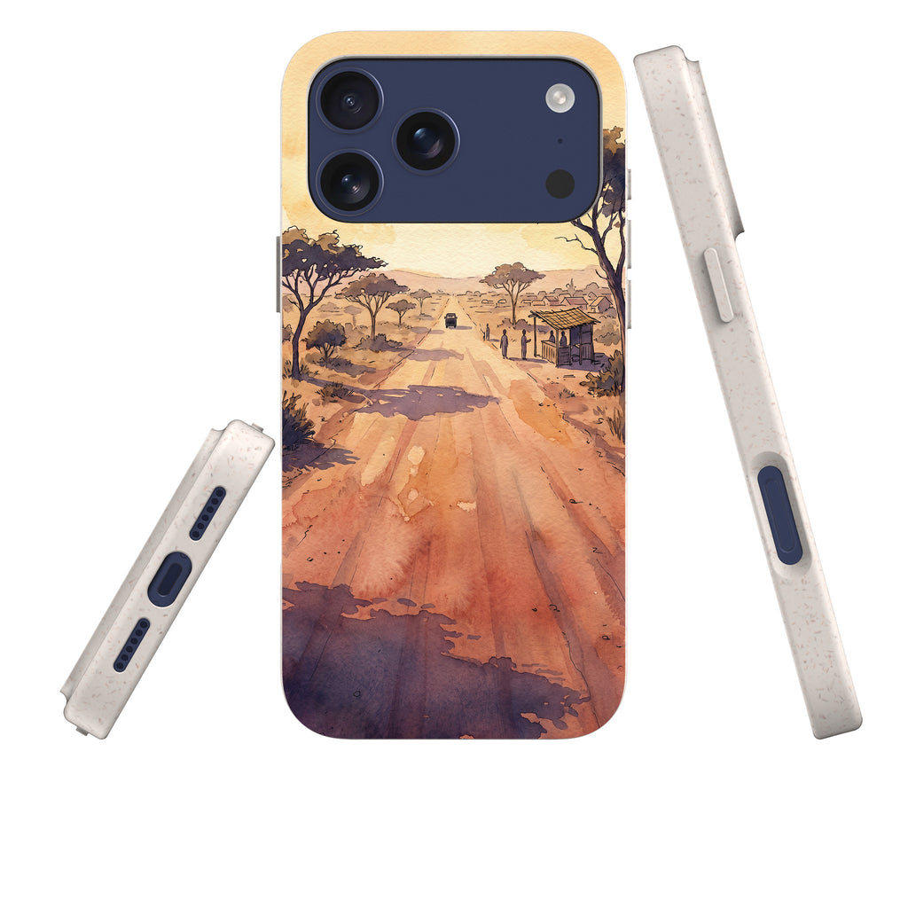 Laterite Road Golden Hour by Tobi Akinyemi — iPhone Bio-degradable Case — Three Quarter — Finnaij