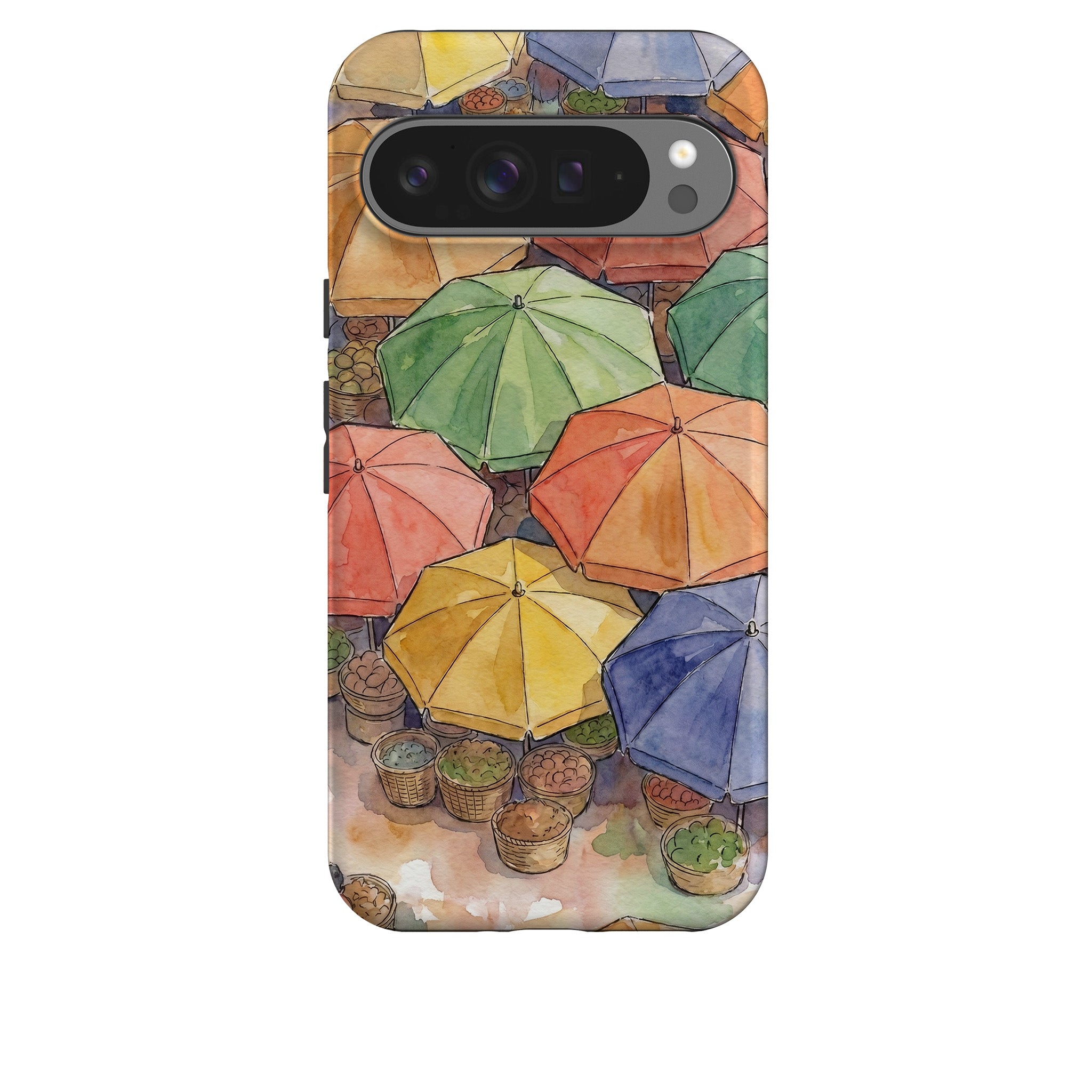 Market Umbrellas from Above by Tobi Akinyemi — Tough Case for Google Pixel — Finnaij