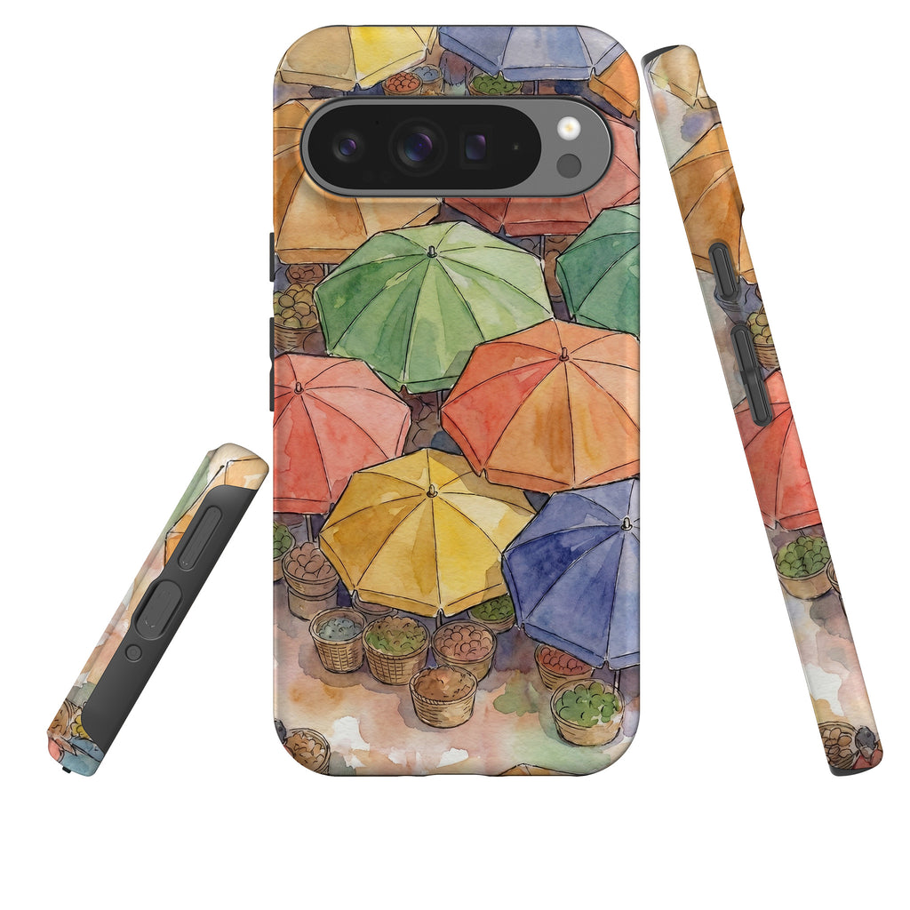 Market Umbrellas from Above by Tobi Akinyemi — Tough Case for Google Pixel — Three Quarter — Finnaij
