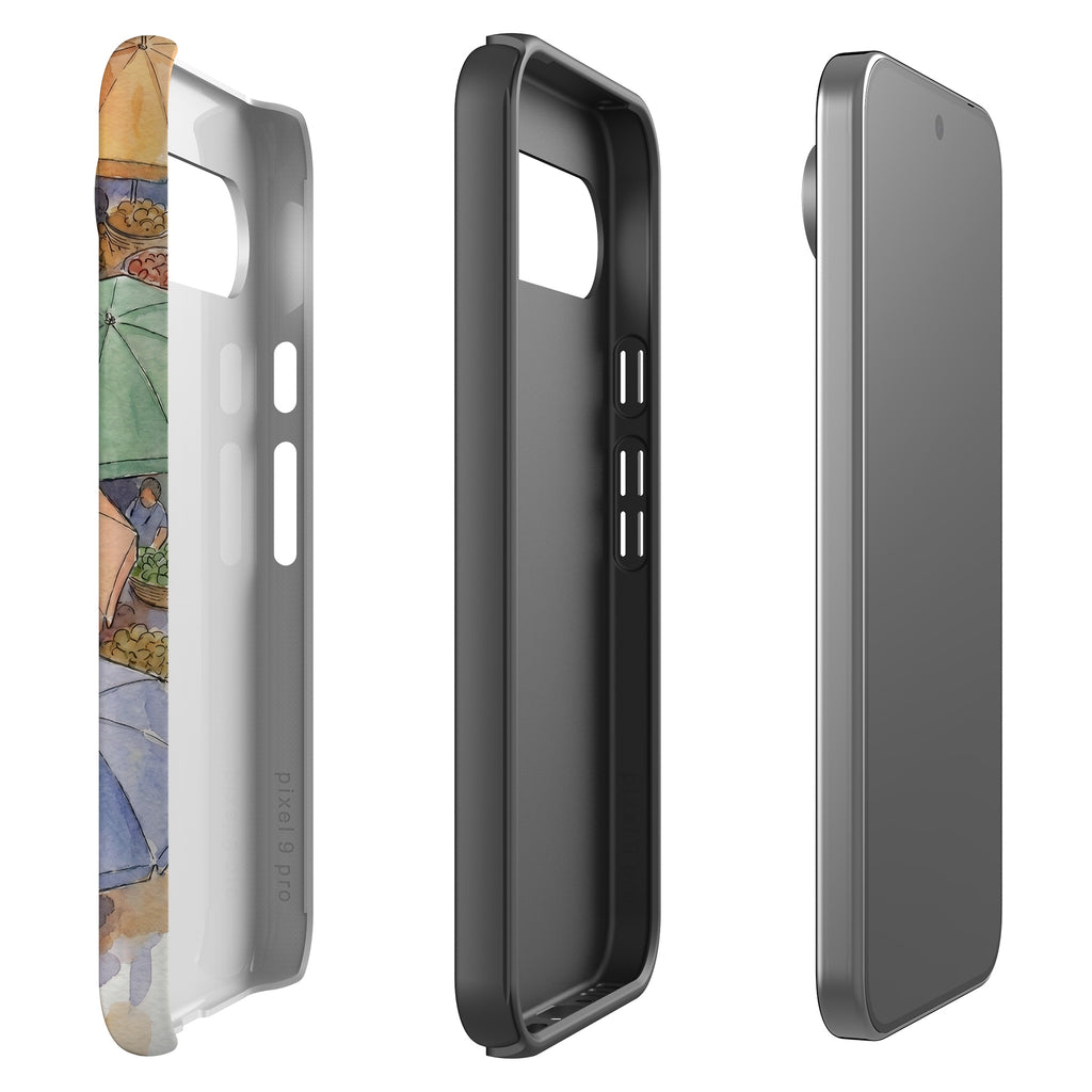 Market Umbrellas from Above by Tobi Akinyemi — Tough Case for Google Pixel — Finnaij