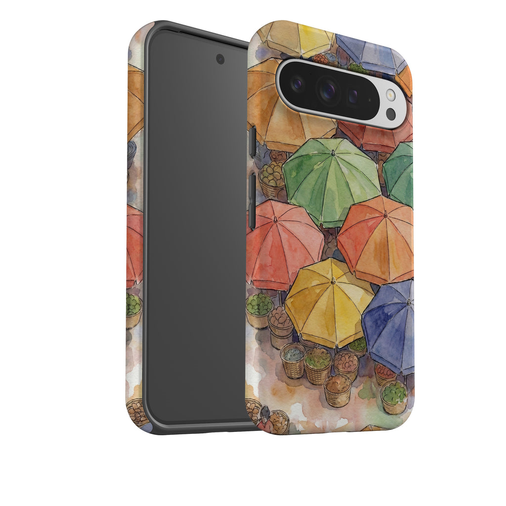 Market Umbrellas from Above by Tobi Akinyemi — Tough Case for Google Pixel — Finnaij