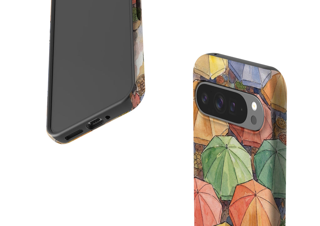 Market Umbrellas from Above by Tobi Akinyemi — Tough Case for Google Pixel — Finnaij