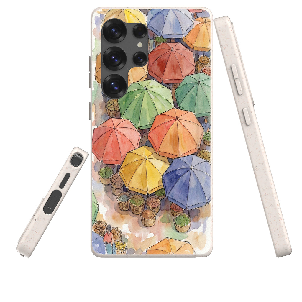 Market Umbrellas from Above by Tobi Akinyemi — Galaxy Bio-degradable Case for Samsung Galaxy — Three Quarter — Finnaij