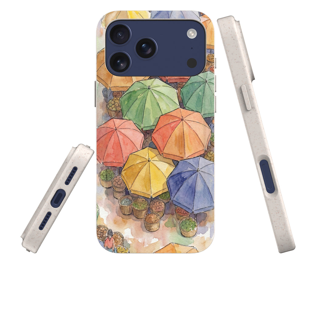 Market Umbrellas from Above by Tobi Akinyemi — iPhone Bio-degradable Case — Three Quarter — Finnaij