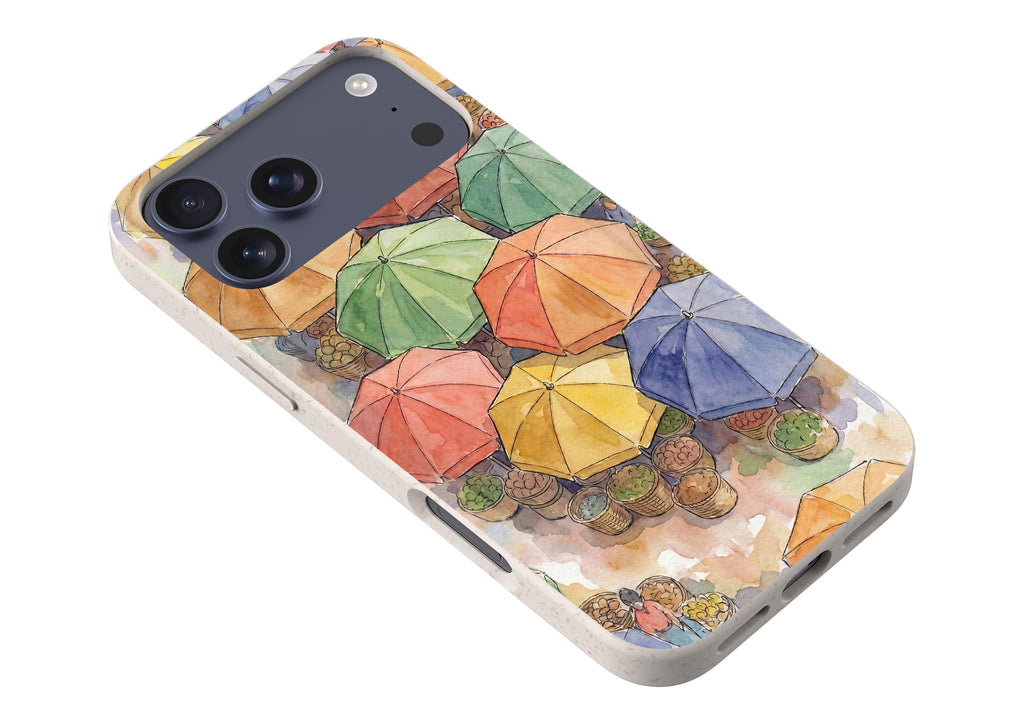 Market Umbrellas from Above by Tobi Akinyemi — iPhone Bio-degradable Case — Finnaij
