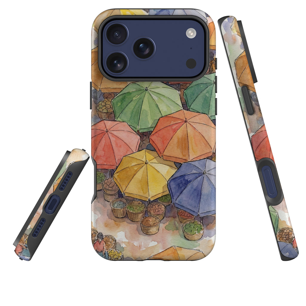 Market Umbrellas from Above by Tobi Akinyemi — Tough Case for iPhone — Three Quarter — Finnaij