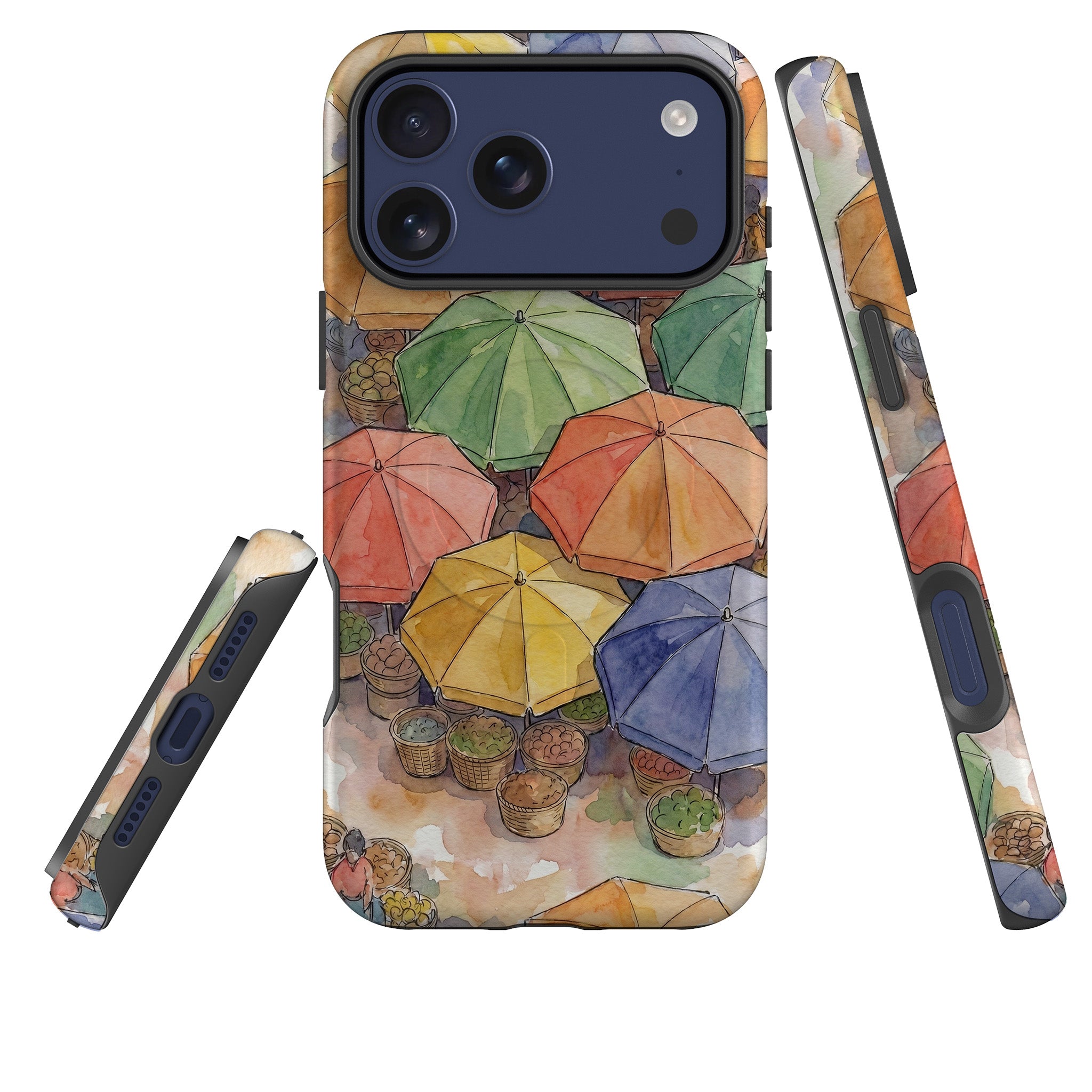 Market Umbrellas from Above by Tobi Akinyemi — MagSafe Tough Case for iPhone — Three Quarter — Finnaij