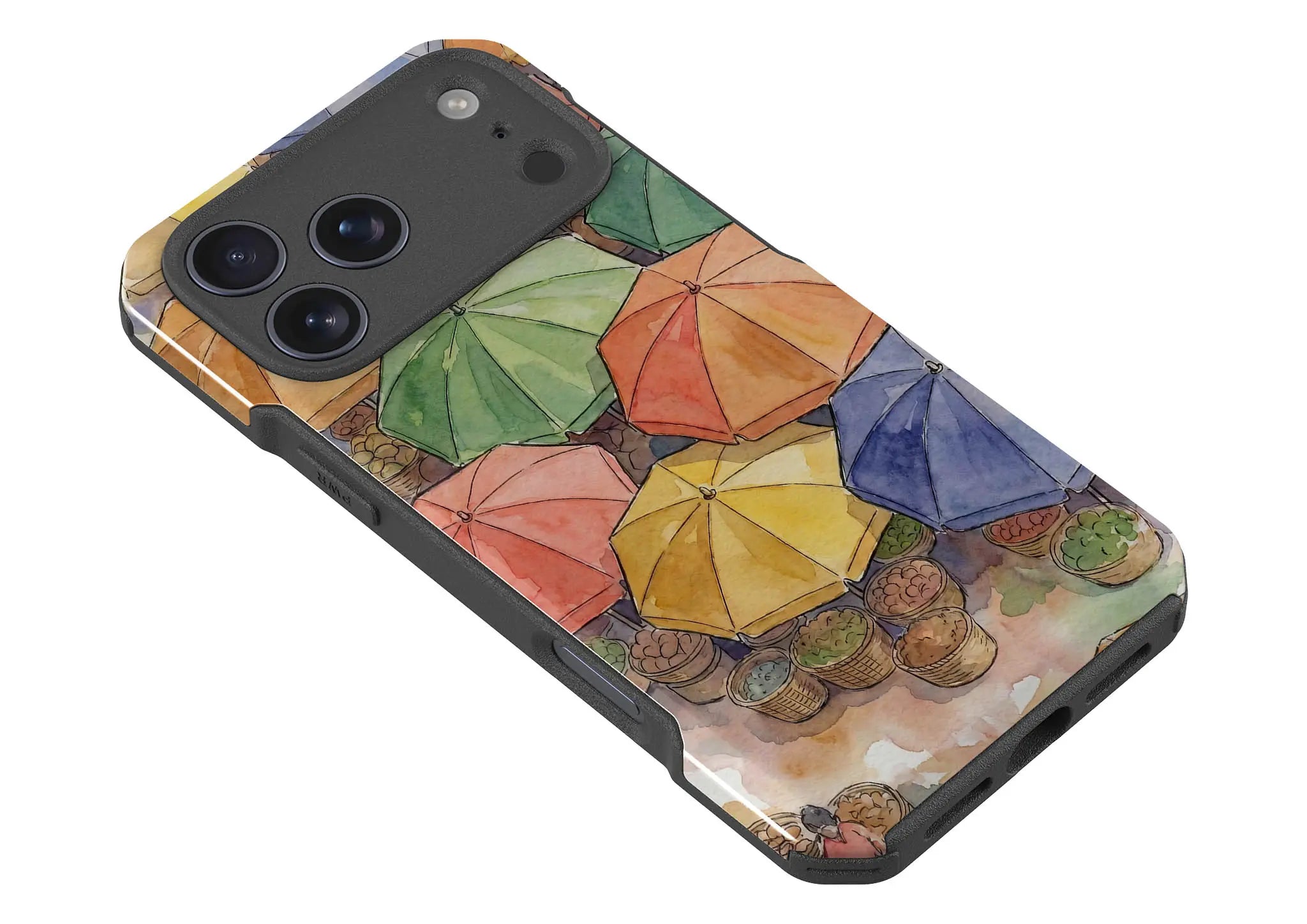 Market Umbrellas from Above by Tobi Akinyemi — Impact Armour MagSafe Case for iPhone — Finnaij