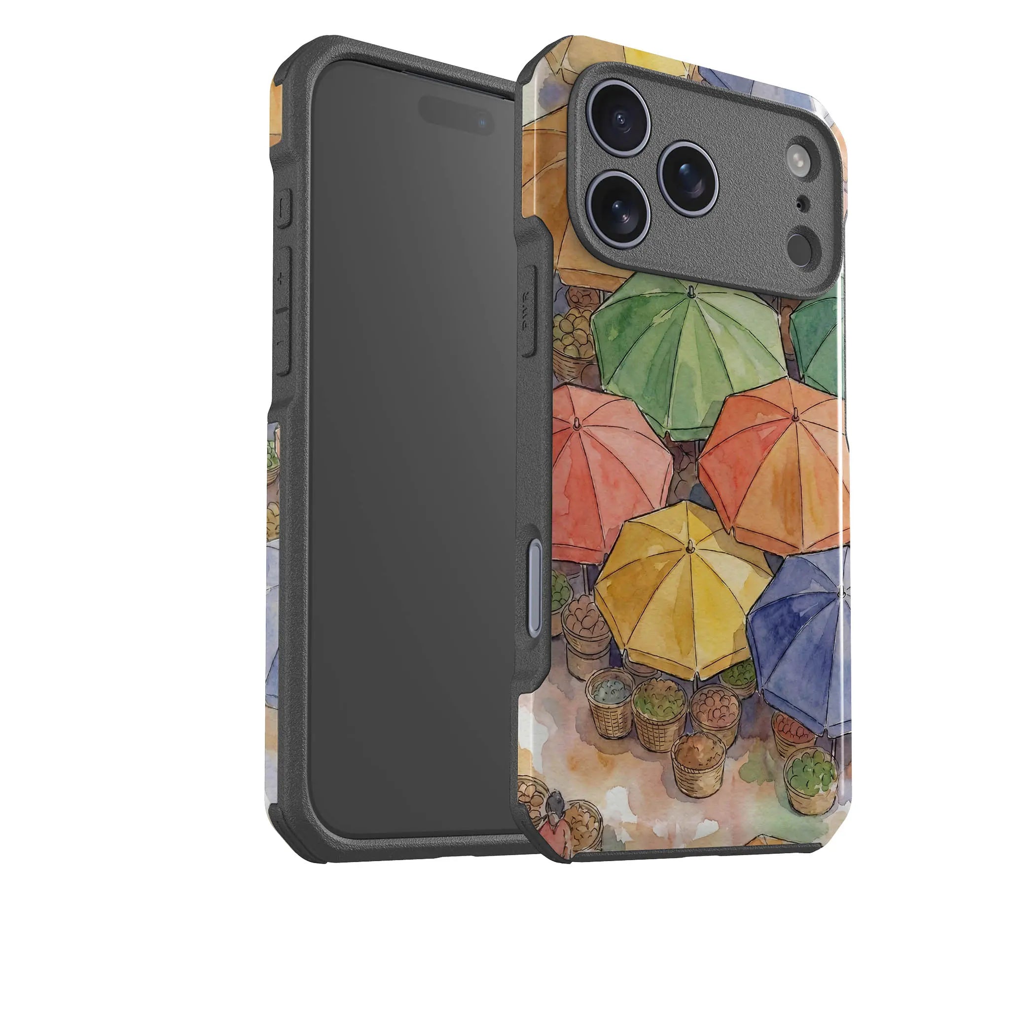 Market Umbrellas from Above by Tobi Akinyemi — Impact Armour MagSafe Case for iPhone — Finnaij