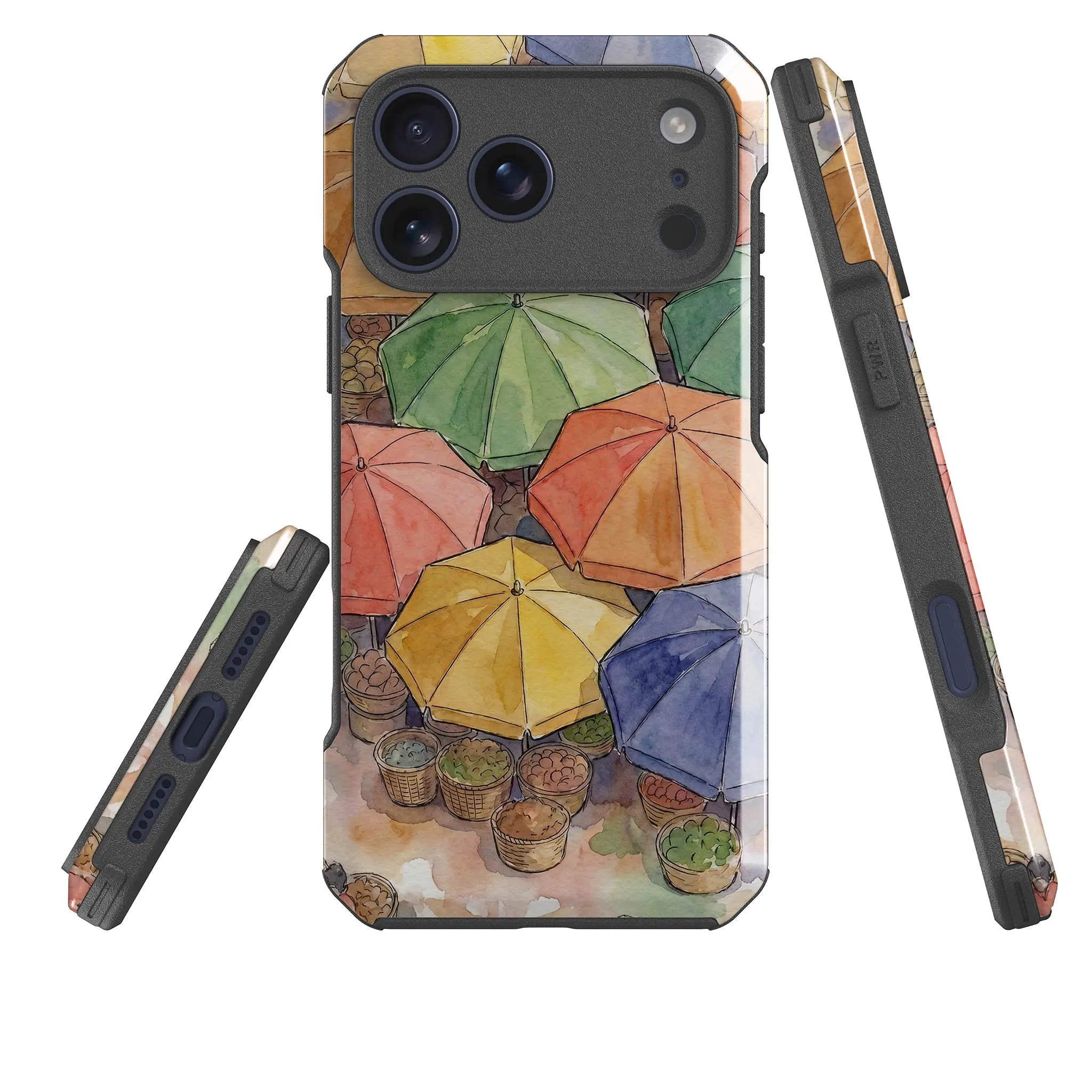 Market Umbrellas from Above by Tobi Akinyemi — Impact Armour MagSafe Case for iPhone — Three Quarter — Finnaij